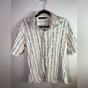 Positano Womens Button-up Shirt Size Xl Short Sleeve Casual Dress Button Up